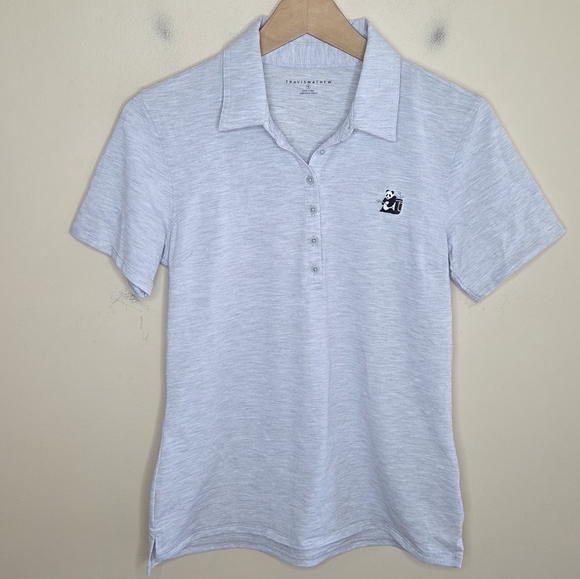 Travis Mathew | Light Gray Short Sleeve Polo Embroidered Golf Panda Size Small - Picture 1 of 6